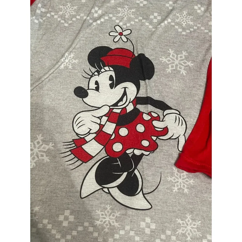 Disney Minnie Mouse Gray and Red Winter Holiday Girl's Nightgown 10
